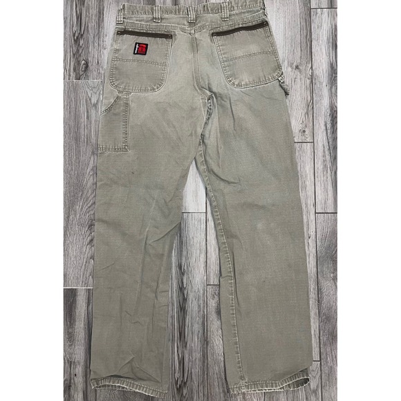 Wrangler Rugged Workwear Carpenter Pants Khaki Tan Men 35x34 Utility Pockets - Picture 6 of 6